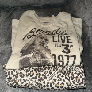Blondie Graphic Tee and Leopard Print Shorts Pajama Set